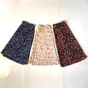 DRESSBARN Tulips Floral Skirt Bundle of 3 Women’s Size 10 Flare PACKABLE Zip EUC